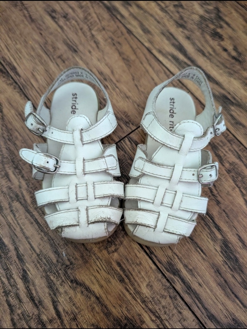Vintage Stride Rite White Leather Strappy Fisherman Sandals Size 7‎ Toddler